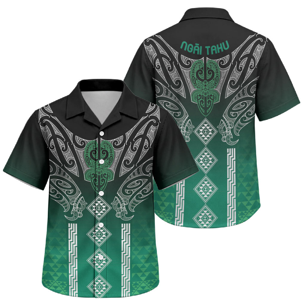 Aotearoa Maori Iwi Heritage Family Matching Mermaid Dress and Hawaiian Shirt Ngai Tahu Pounamu Green LT7 Son's Shirt Jade Green - Polynesian Pride