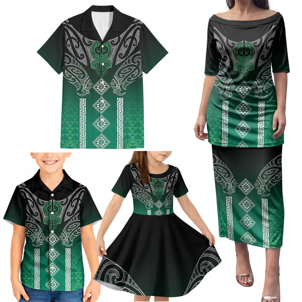 Aotearoa Maori Iwi Heritage Family Matching Puletasi and Hawaiian Shirt Ngai Tahu Pounamu Green LT7 - Polynesian Pride