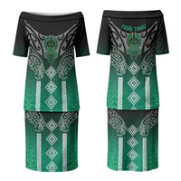 Aotearoa Maori Iwi Heritage Family Matching Puletasi and Hawaiian Shirt Ngai Tahu Pounamu Green LT7 Mom's Dress Jade Green - Polynesian Pride