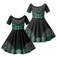 Aotearoa Maori Iwi Heritage Family Matching Summer Maxi Dress and Hawaiian Shirt Ngai Tahu Pounamu Green LT7 Daughter's Dress Jade Green - Polynesian Pride