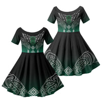 Aotearoa Maori Iwi Heritage Family Matching Tank Maxi Dress and Hawaiian Shirt Ngai Tahu Pounamu Green LT7 Daughter's Dress Jade Green - Polynesian Pride