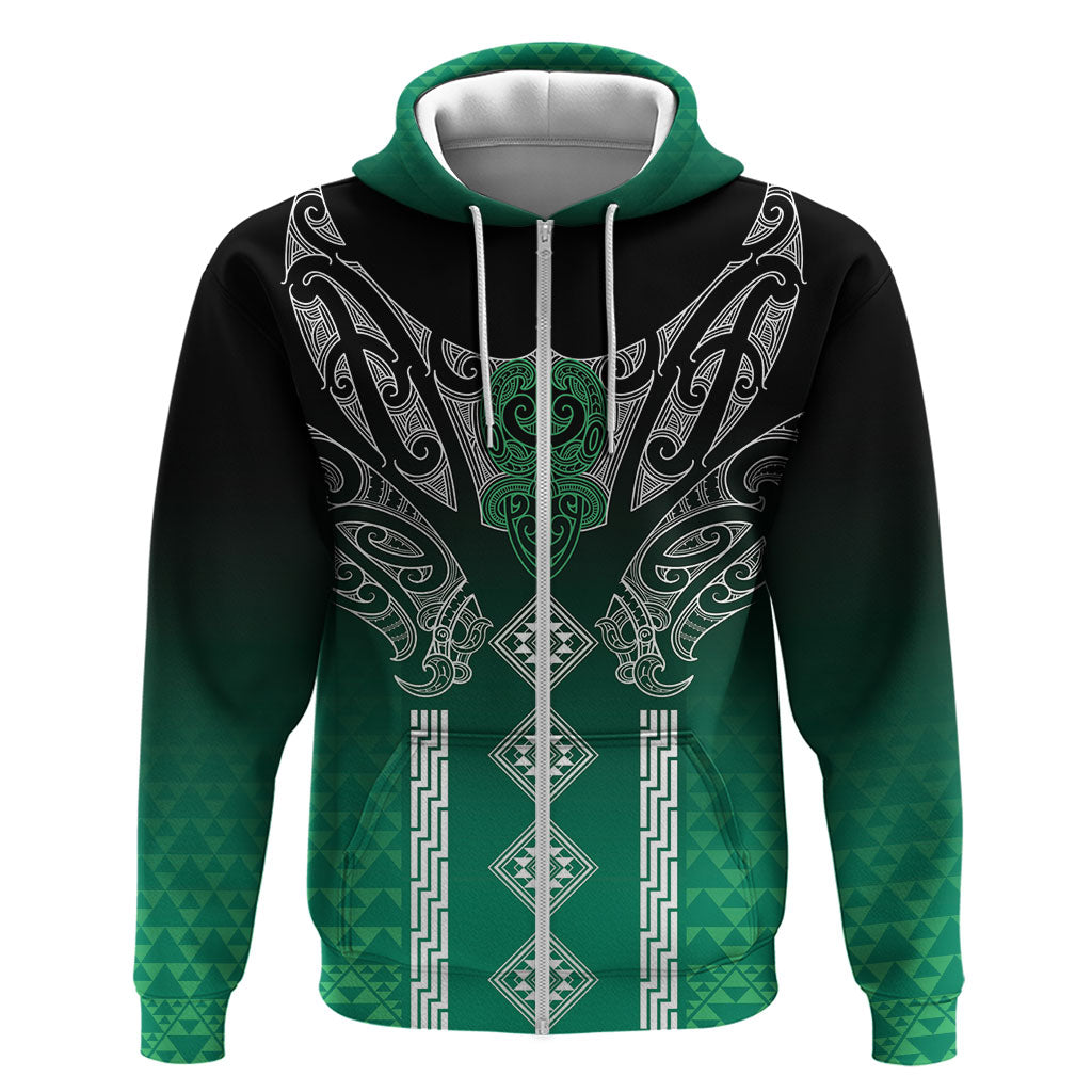 Aotearoa Maori Iwi Heritage Hoodie Ngai Tahu Pounamu Green LT7 Zip Hoodie Jade Green - Polynesian Pride
