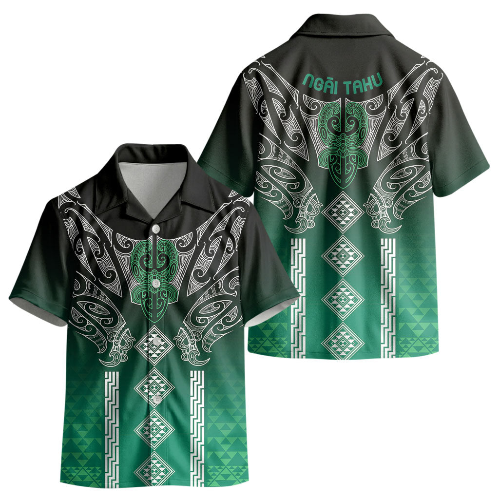 Aotearoa Maori Iwi Heritage Kid Hawaiian Shirt Ngai Tahu Pounamu Green LT7 - Polynesian Pride