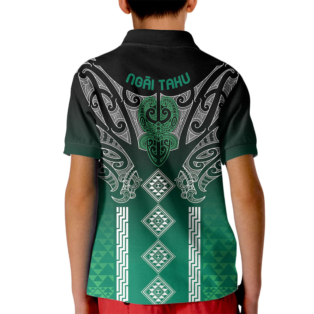 Aotearoa Maori Iwi Heritage Kid Polo Shirt Ngai Tahu Pounamu Green LT7 - Polynesian Pride