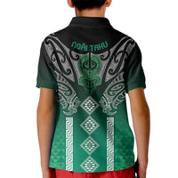 Aotearoa Maori Iwi Heritage Kid Polo Shirt Ngai Tahu Pounamu Green LT7 - Polynesian Pride