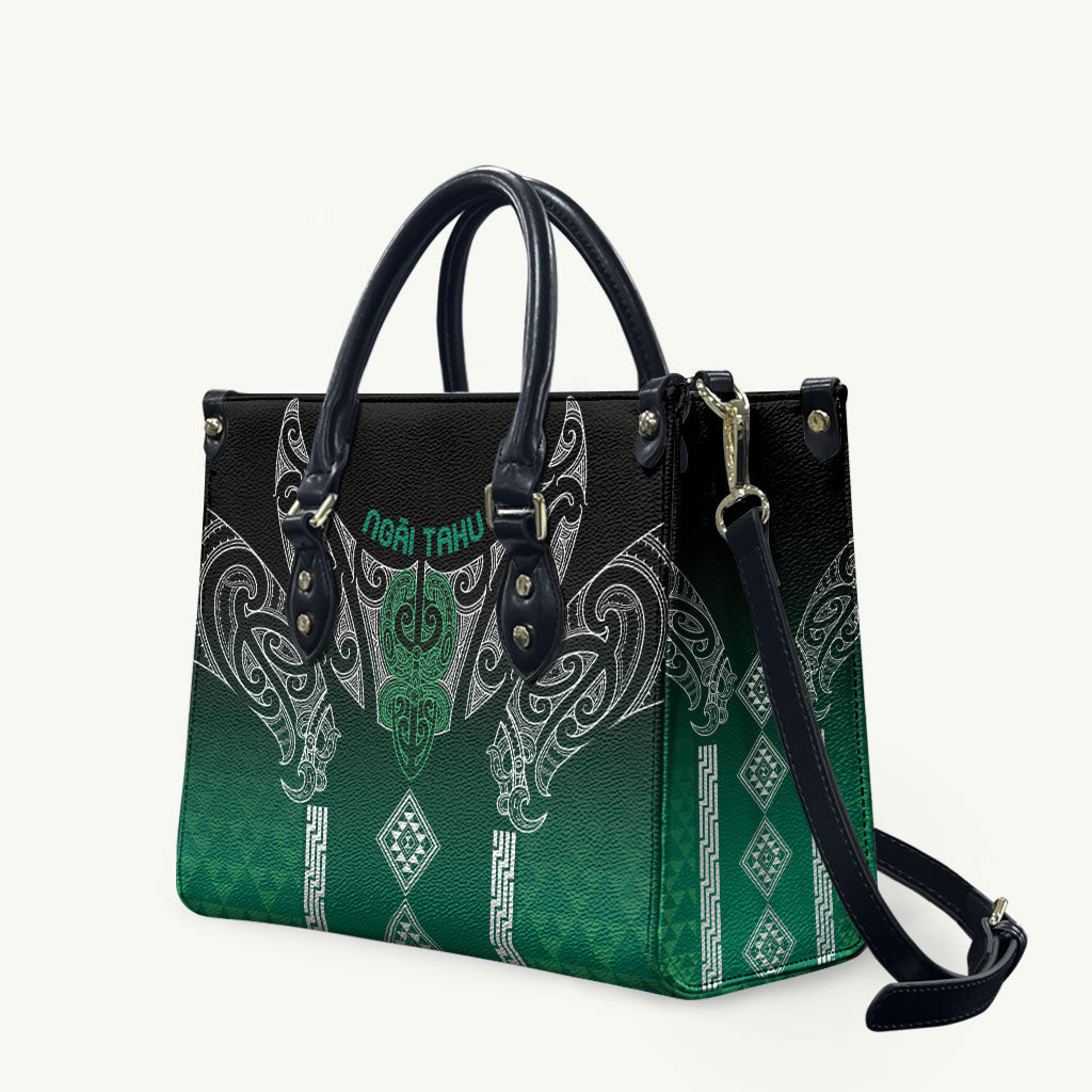 Aotearoa Maori Iwi Heritage Leather Bag Ngai Tahu Pounamu Green LT7 Jade Green - Polynesian Pride
