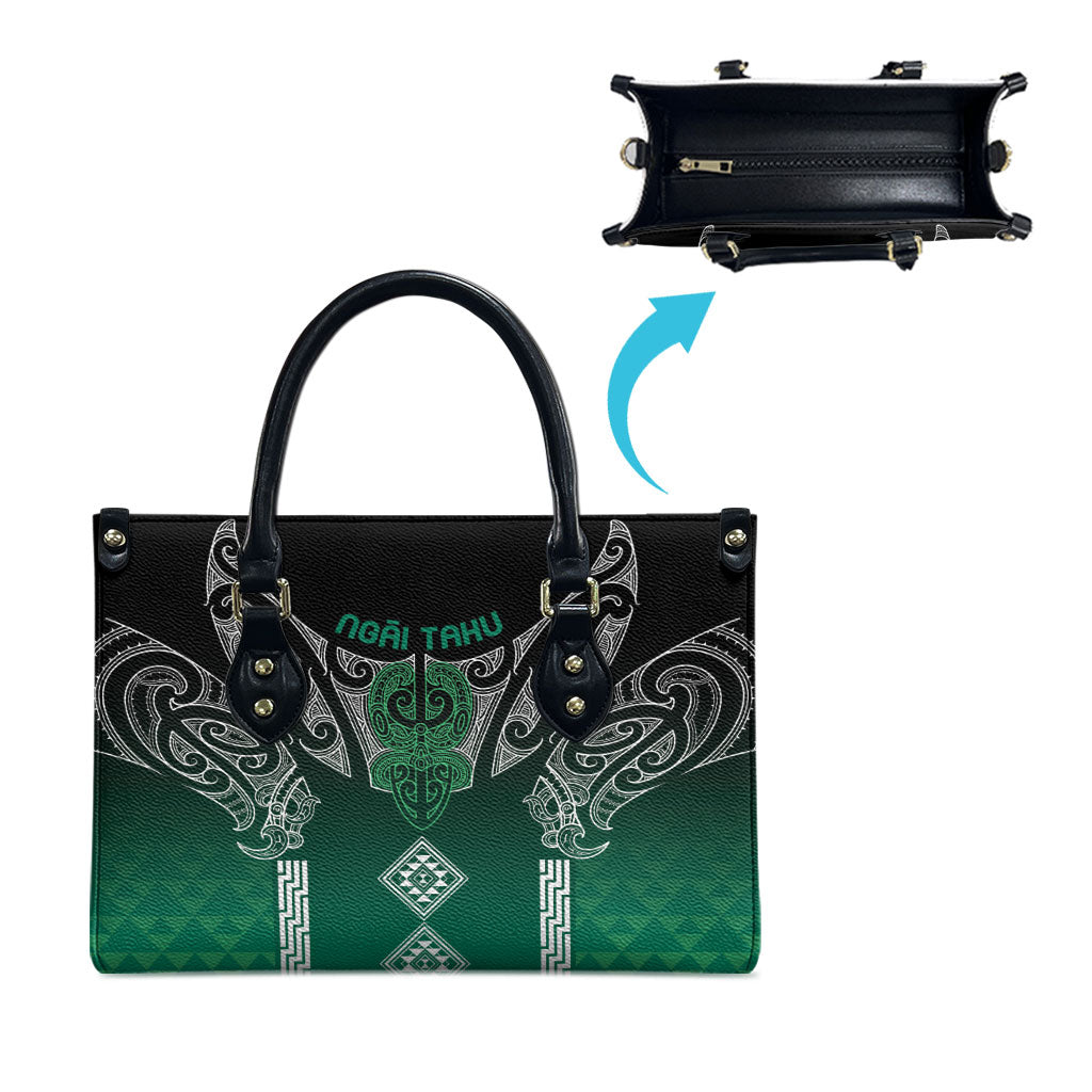 Aotearoa Maori Iwi Heritage Leather Bag Ngai Tahu Pounamu Green LT7 - Polynesian Pride