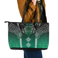 Aotearoa Maori Iwi Heritage Leather Tote Bag Ngai Tahu Pounamu Green LT7 - Polynesian Pride