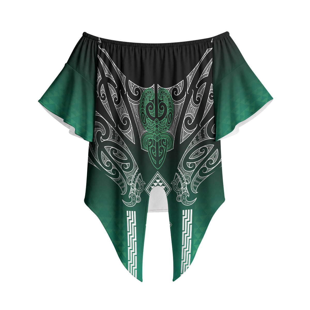 Aotearoa Maori Iwi Heritage Off Shoulder Wrap Waist Top Ngai Tahu Pounamu Green LT7 - Polynesian Pride