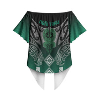 Aotearoa Maori Iwi Heritage Off Shoulder Wrap Waist Top Ngai Tahu Pounamu Green LT7 - Polynesian Pride