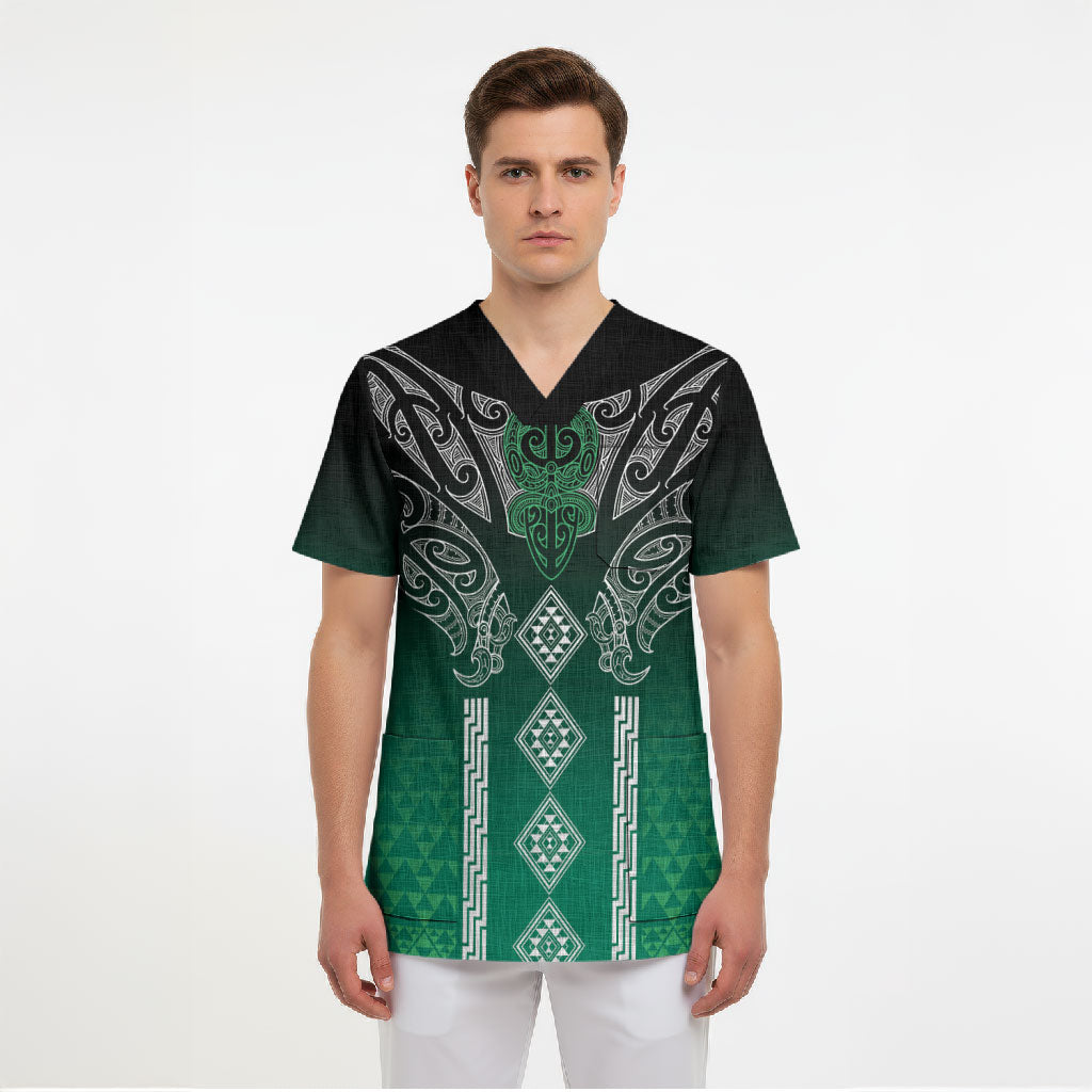 Aotearoa Maori Iwi Heritage Scrub Top Ngai Tahu Pounamu Green LT7 - Polynesian Pride