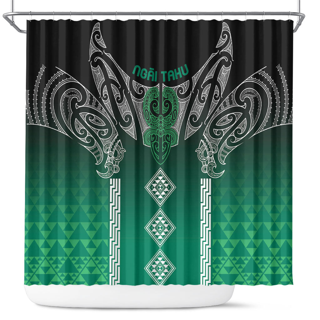 Aotearoa Maori Iwi Heritage Shower Curtain Ngai Tahu Pounamu Green LT7 Jade Green - Polynesian Pride
