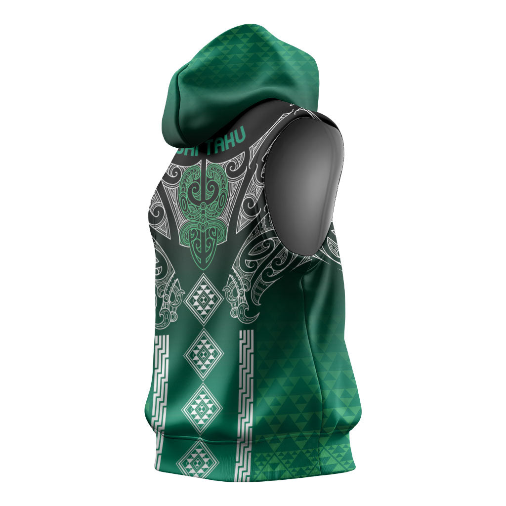 Aotearoa Maori Iwi Heritage Sleeveless Hoodie Ngai Tahu Pounamu Green LT7 - Polynesian Pride
