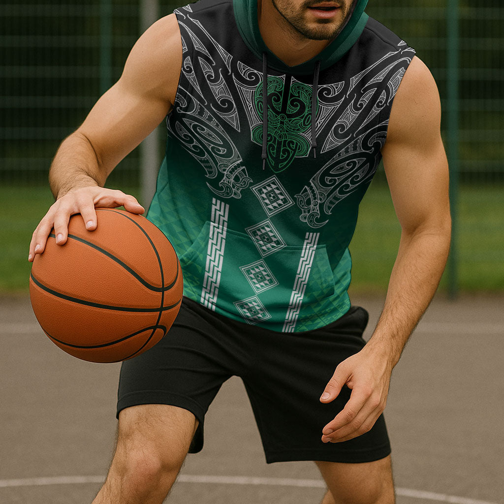 Aotearoa Maori Iwi Heritage Sleeveless Hoodie Ngai Tahu Pounamu Green LT7 - Polynesian Pride