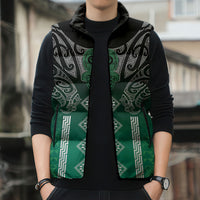Aotearoa Maori Iwi Heritage Sleeveless Puffer Jacket Ngai Tahu Pounamu Green LT7 - Polynesian Pride