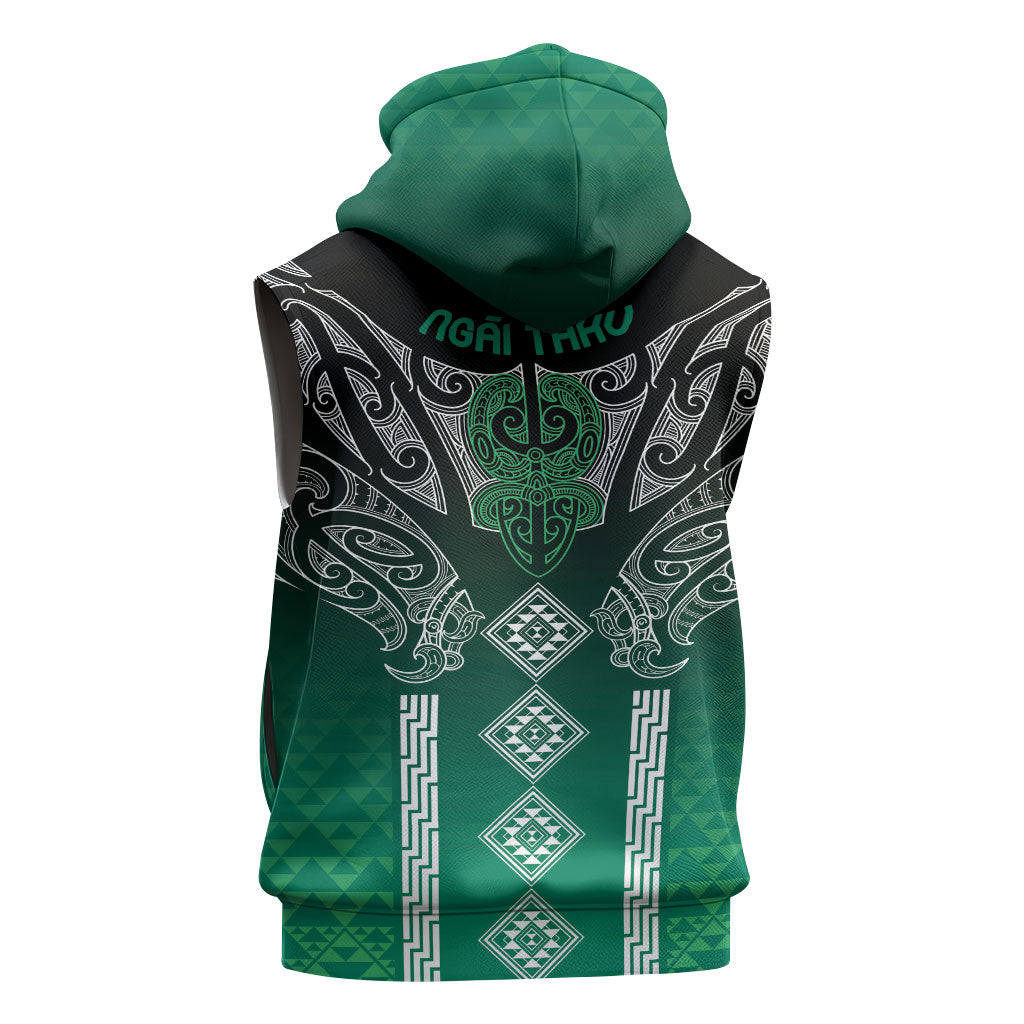 Aotearoa Maori Iwi Heritage Sleeveless Zip Hoodie Ngai Tahu Pounamu Green LT7 - Polynesian Pride