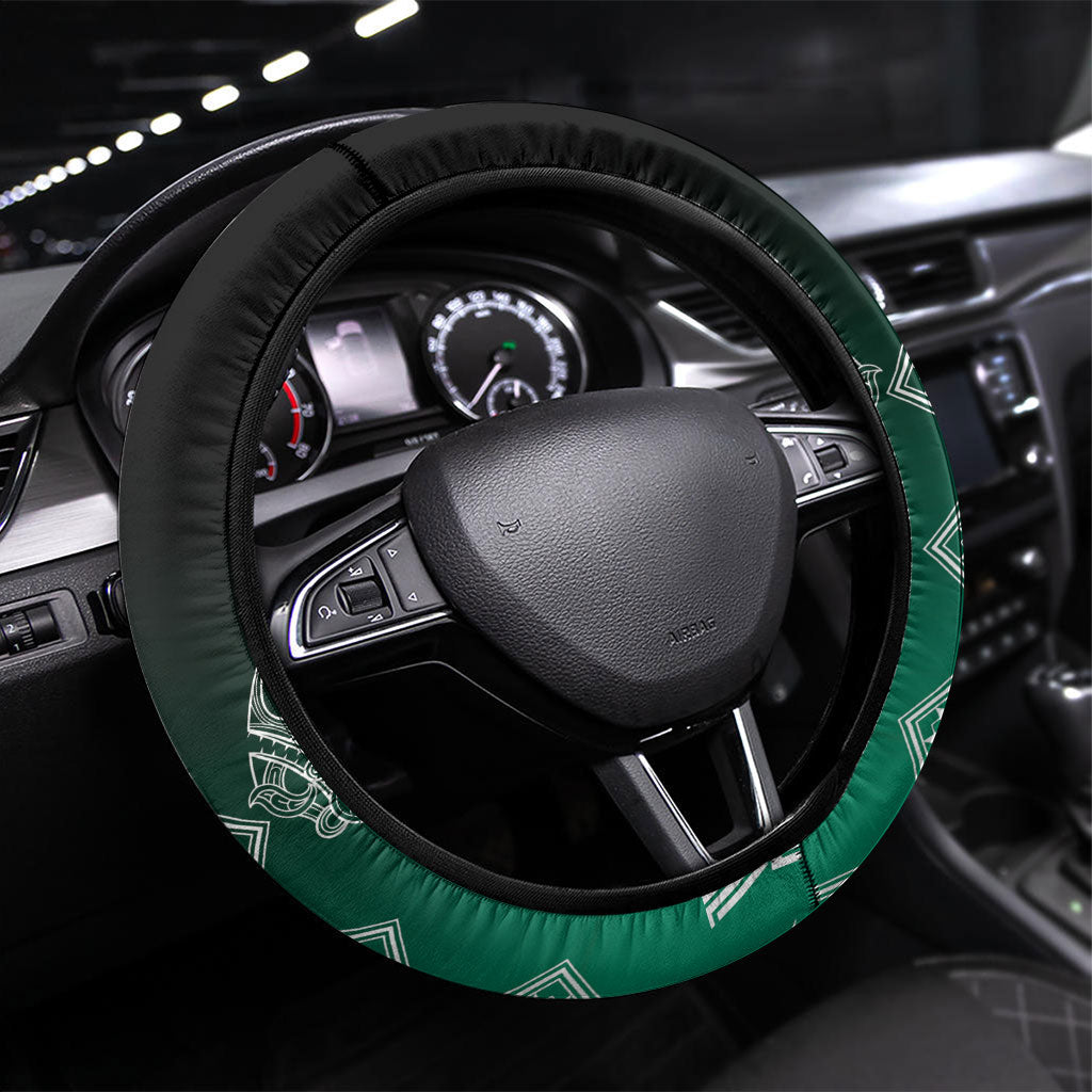 Aotearoa Maori Iwi Heritage Steering Wheel Cover Ngai Tahu Pounamu Green LT7 Universal Fit Jade Green - Polynesian Pride