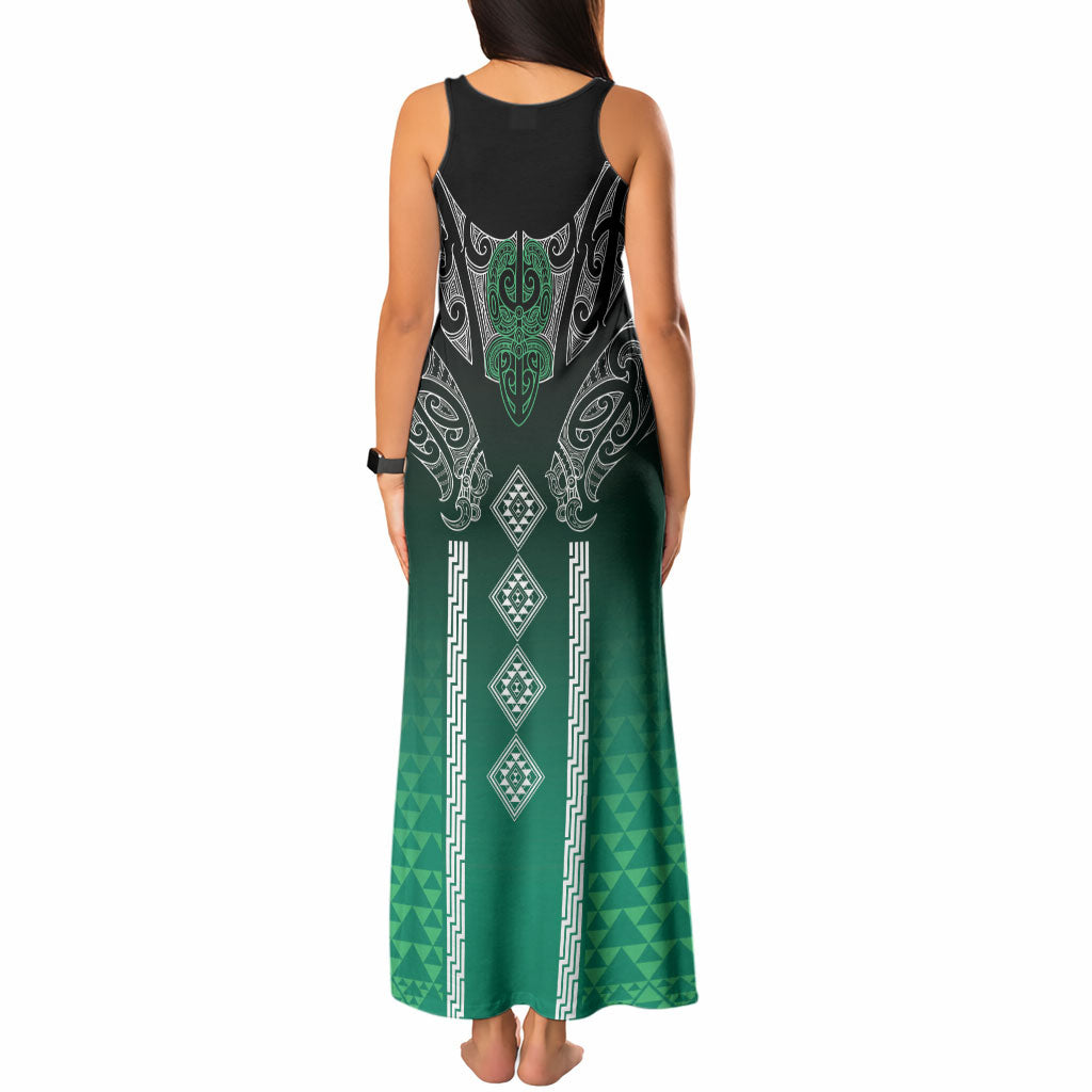 Aotearoa Maori Iwi Heritage Tank Maxi Dress Ngai Tahu Pounamu Green LT7 - Polynesian Pride
