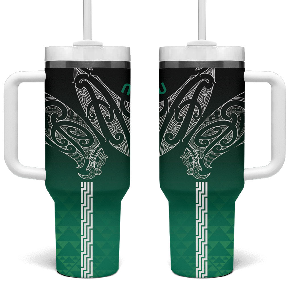 Aotearoa Maori Iwi Heritage Tumbler With Handle Ngai Tahu Pounamu Green LT7 One Size: 40 oz Jade Green - Polynesian Pride
