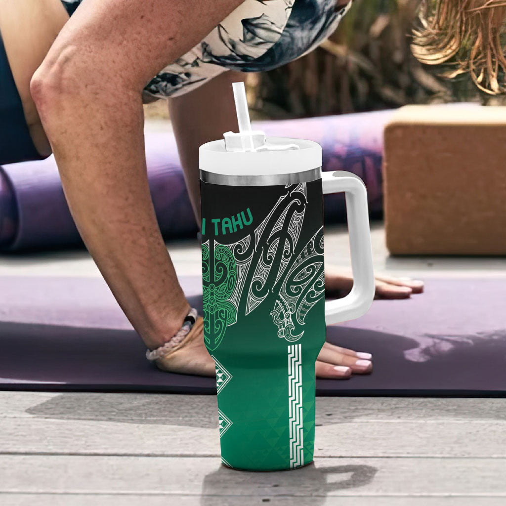 Aotearoa Maori Iwi Heritage Tumbler With Handle Ngai Tahu Pounamu Green LT7 - Polynesian Pride