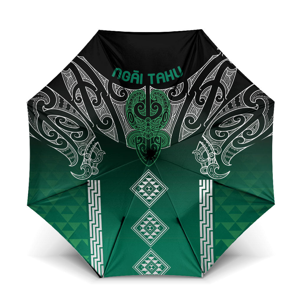 Aotearoa Maori Iwi Heritage Umbrella Ngai Tahu Pounamu Green LT7 One Size Folded 11.42 inch Opened Diameter 37.4 inch Jade Green - Polynesian Pride