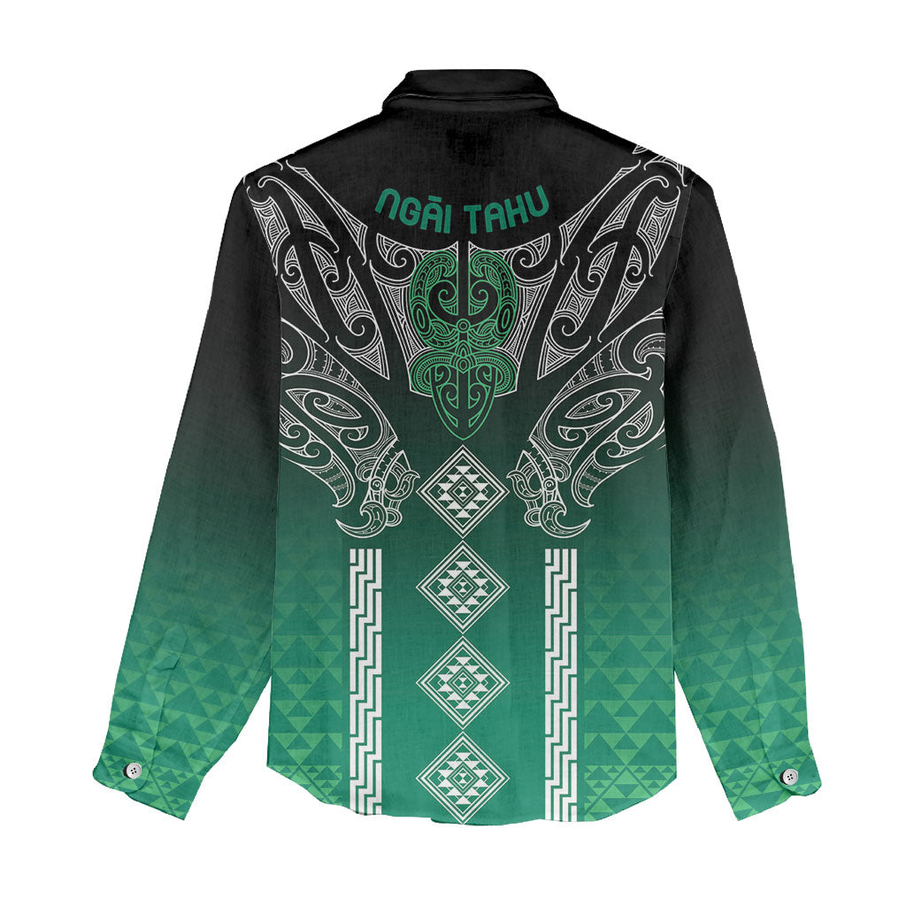 Aotearoa Maori Iwi Heritage Women Casual Shirt Ngai Tahu Pounamu Green LT7 - Polynesian Pride