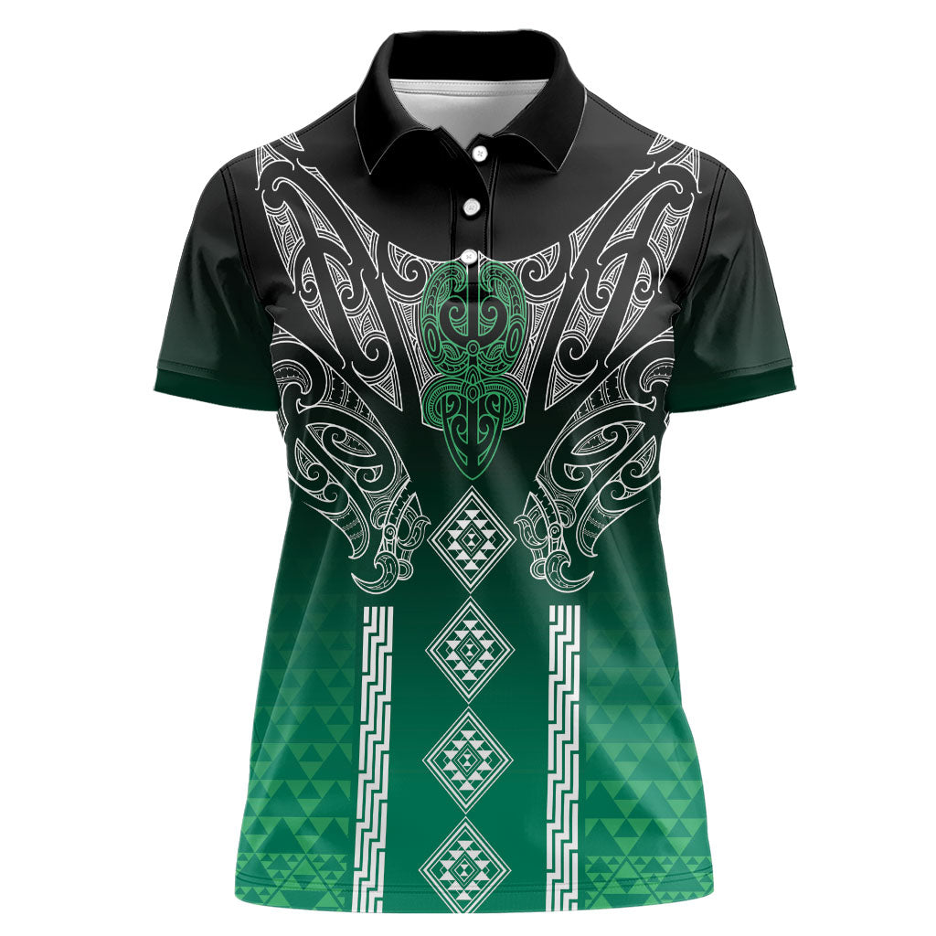 Aotearoa Maori Iwi Heritage Women Polo Shirt Ngai Tahu Pounamu Green LT7 Female Jade Green - Polynesian Pride