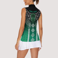 Aotearoa Maori Iwi Heritage Women Sleeveless Polo Shirt Ngai Tahu Pounamu Green LT7 - Polynesian Pride