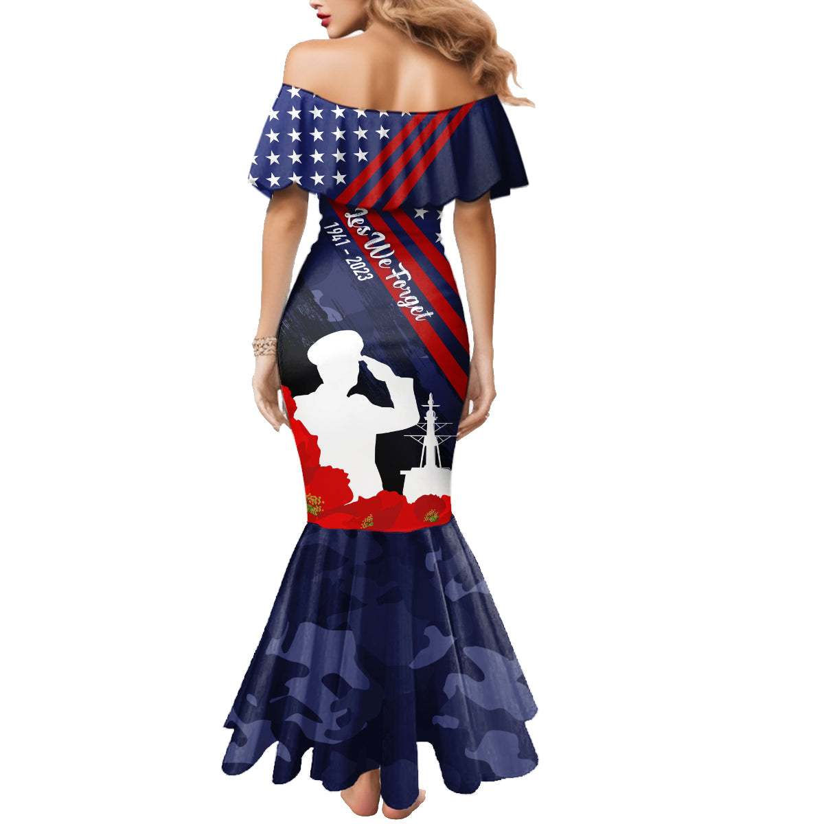 Pearl Harbor Remembrance Day Family Matching Mermaid Dress and Hawaiian Shirt Poppy Mix Style LT7 - Polynesian Pride