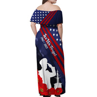 Pearl Harbor Remembrance Day Off Shoulder Maxi Dress Poppy Mix Style LT7 - Polynesian Pride