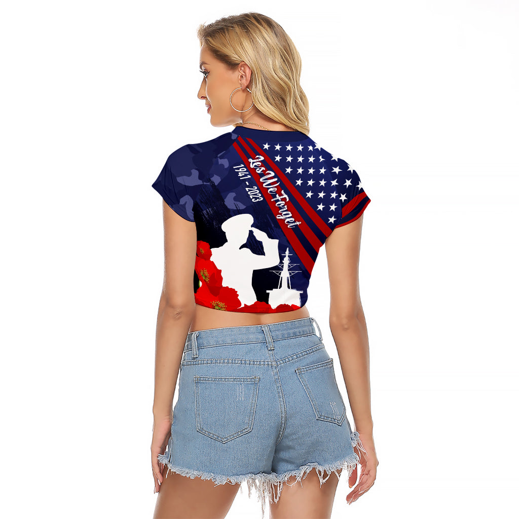 Pearl Harbor Remembrance Day Raglan Cropped T Shirt Poppy Mix Style LT7 - Polynesian Pride