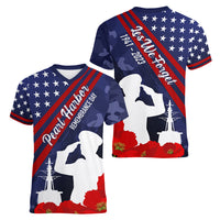 Pearl Harbor Remembrance Day Women V Neck T Shirt Poppy Mix Style LT7 - Polynesian Pride