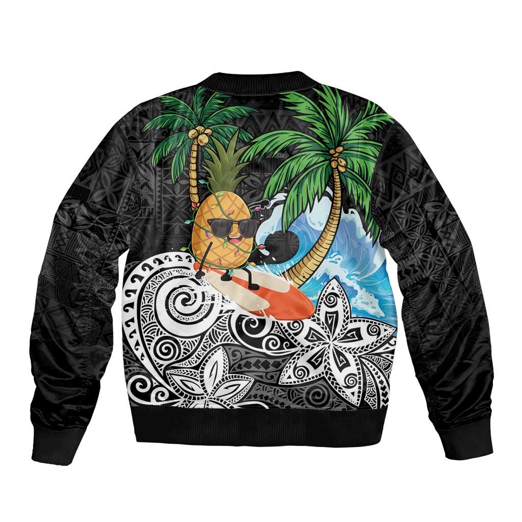 Tropical Christmas Polynesian Bomber Jacket Funny Surfing Pineapple