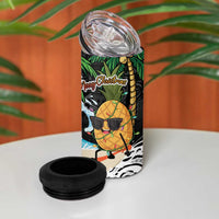 Tropical Christmas Polynesian 4 in 1 Can Cooler Tumbler Funny Surfing Pineapple