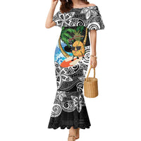 Tropical Christmas Polynesian Family Matching Mermaid Dress and Hawaiian Shirt Funny Surfing Pineapple