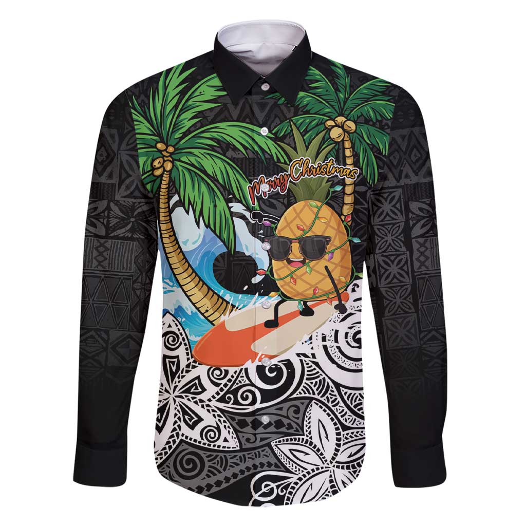 Tropical Christmas Polynesian Family Matching Short Sleeve Bodycon Dress and Hawaiian Shirt Funny Surfing Pineapple