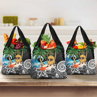 Tropical Christmas Polynesian Grocery Bag Funny Surfing Pineapple