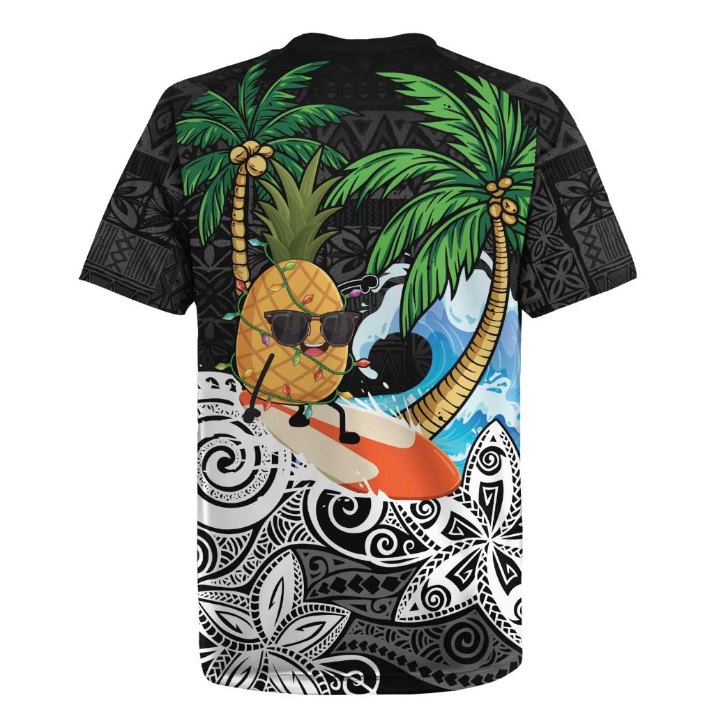 Tropical Christmas Polynesian Rugby Jersey Funny Surfing Pineapple