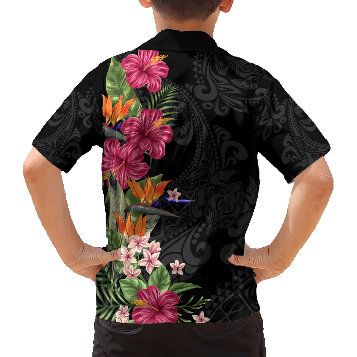 Hawaii Flowers Tribal Pattern  Family Matching Tank Maxi Dress and Hawaiian Shirt LT9