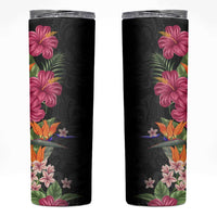 Hawaii Flowers Tribal Pattern Skinny Tumbler