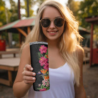 Hawaii Flowers Tribal Pattern Skinny Tumbler