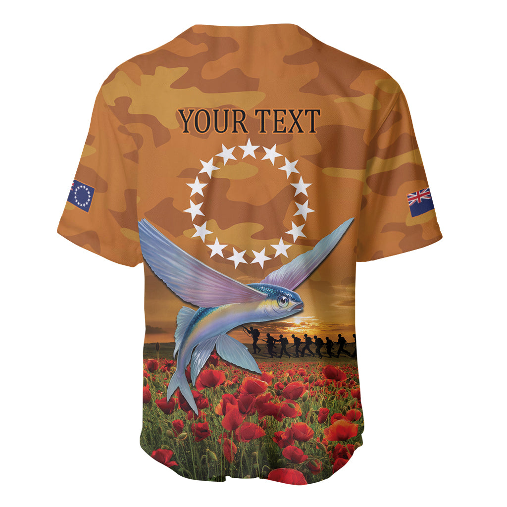 Cook Islands ANZAC Day Personalised Baseball Jersey with Poppy Field LT9 - Polynesian Pride