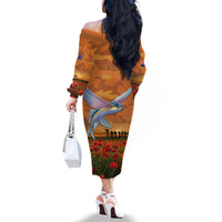 Cook Islands ANZAC Day Personalised Family Matching Off Shoulder Long Sleeve Dress and Hawaiian Shirt with Poppy Field LT9 - Polynesian Pride