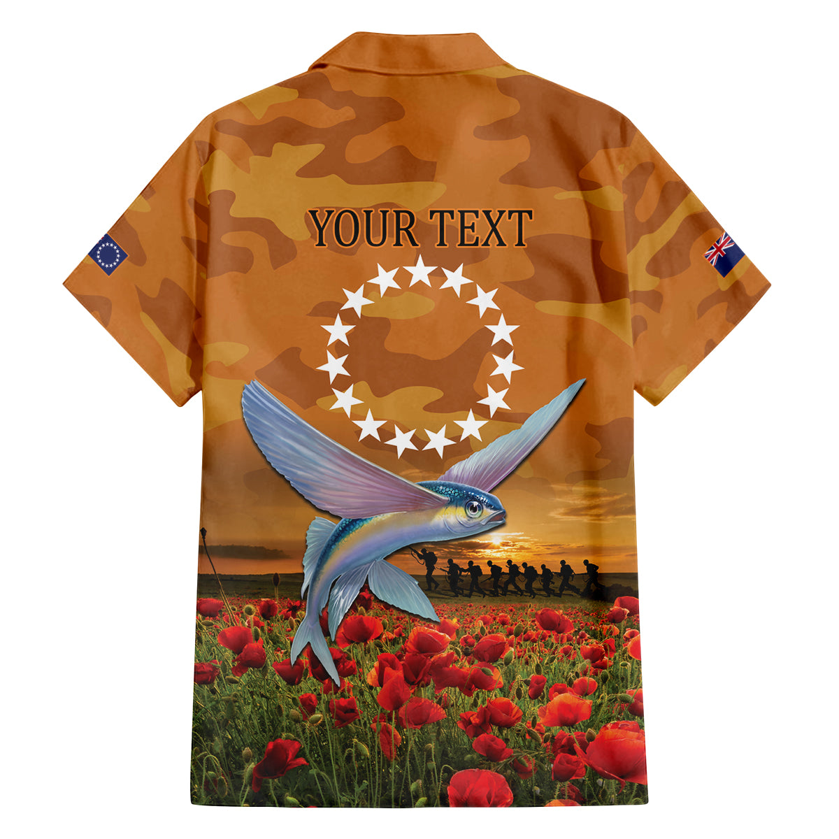 Cook Islands ANZAC Day Personalised Family Matching Off Shoulder Short Dress and Hawaiian Shirt with Poppy Field LT9 - Polynesian Pride