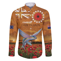 Cook Islands ANZAC Day Personalised Family Matching Off Shoulder Short Dress and Hawaiian Shirt with Poppy Field LT9 Dad's Shirt - Long Sleeve Art - Polynesian Pride
