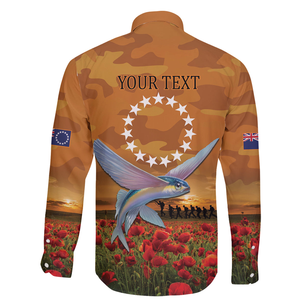 Cook Islands ANZAC Day Personalised Family Matching Off Shoulder Short Dress and Hawaiian Shirt with Poppy Field LT9 - Polynesian Pride