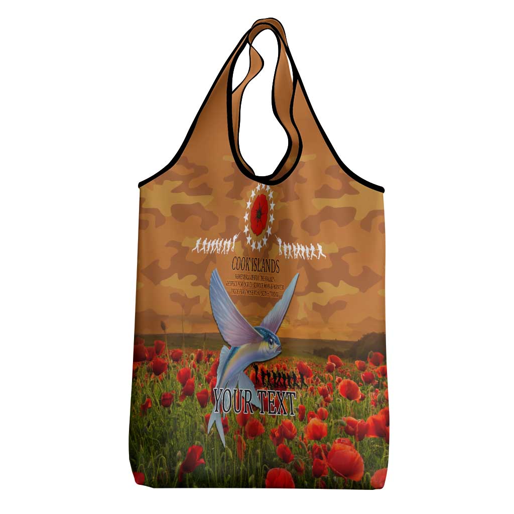 Cook Islands ANZAC Day Personalised Grocery Bag with Poppy Field
