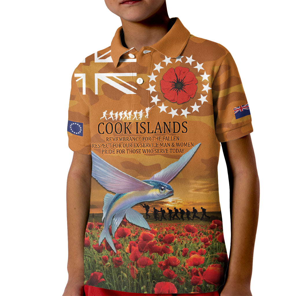 Cook Islands ANZAC Day Personalised Kid Polo Shirt with Poppy Field LT9 Kid Art - Polynesian Pride