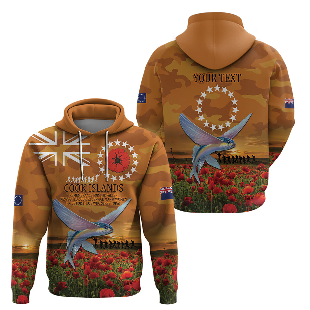 Cook Islands ANZAC Day Personalised Zip Hoodie with Poppy Field LT9 - Polynesian Pride