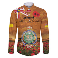 Niue ANZAC Day Personalised Family Matching Off Shoulder Maxi Dress and Hawaiian Shirt with Poppy Field LT9 Dad's Shirt - Long Sleeve Art - Polynesian Pride